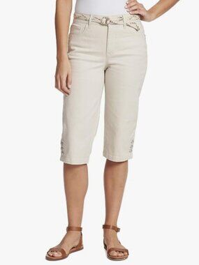 NWT Size 18 Gloria Vanderbilt Mila Belted Skimmer in Stonewood/Cream